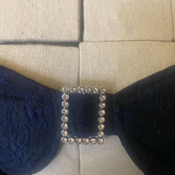 New Pink rave wear. Navy blue with rhinestones. Top with detached sleeves - Picture 3 of 7
